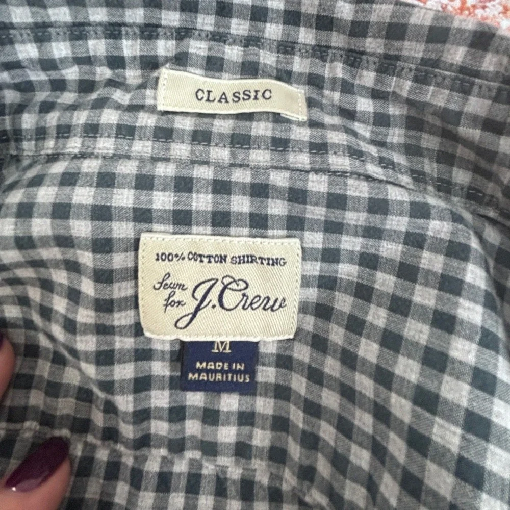 J Crew Mens Classic Fit Button Down Long Sleeve Gingham Shirt‎
